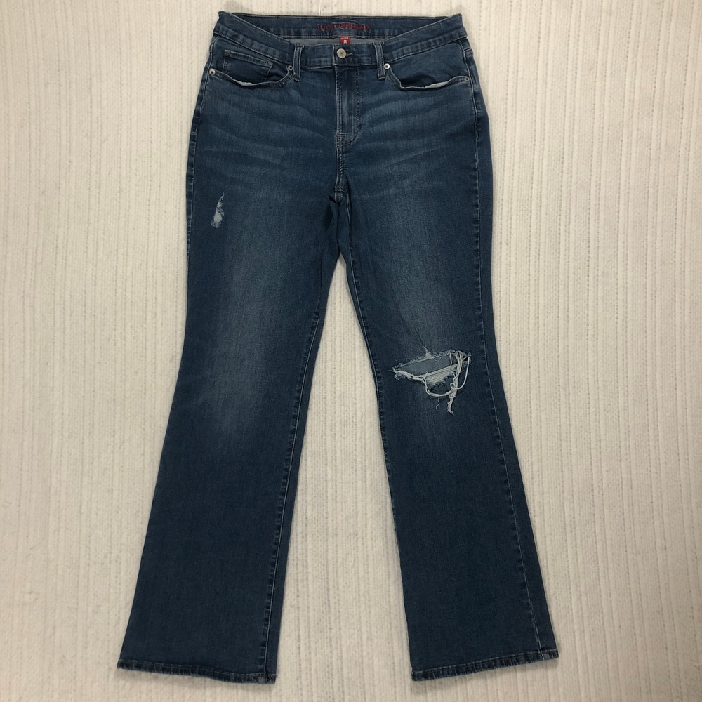 Lucky Brand Womens Bootcut Jeans Medium Wash‎ Distressed Ripped 14/32R Blue